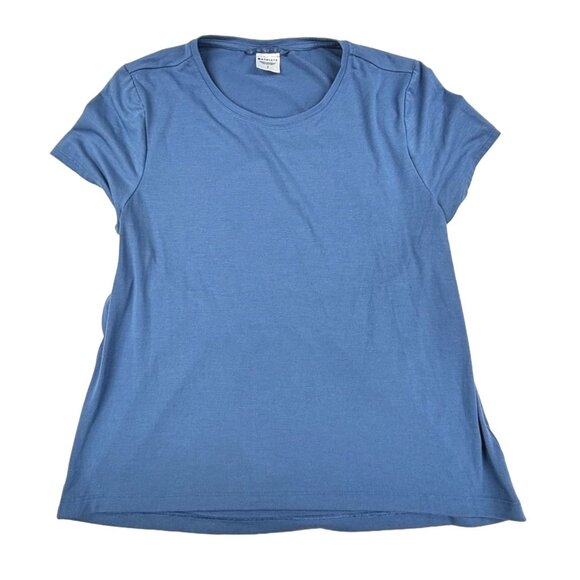 Athleta Air Out Cinch Tee Blue S/S Scoop Neck Elastic Cut-Out Back Women's Small - Picture 1 of 10